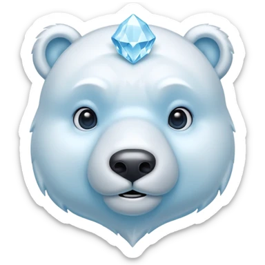 crystal polar bear character, icy crystal body, soft blue glow, cute but powerful, 3D cartoon, mobile game icon style, clean background, no text, no watermark



 sticker