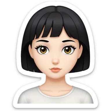 Garota de cabelo preto curto e olho preto cor de pele branca  sticker