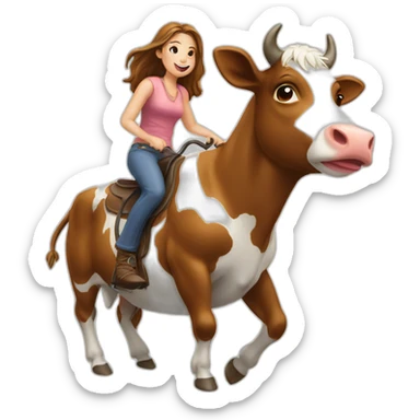 Girl cow reverse riding studio sticker