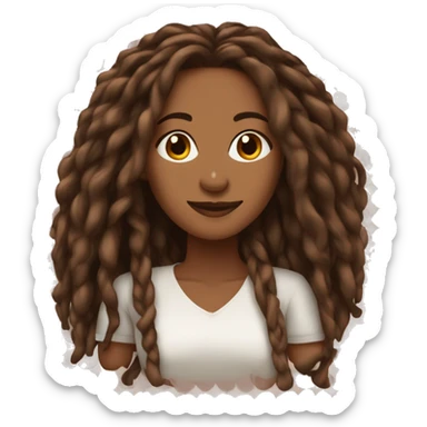 Brown skin beautiful woman with brown long locs sticker