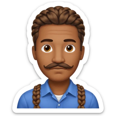 braided an with mustache sticker