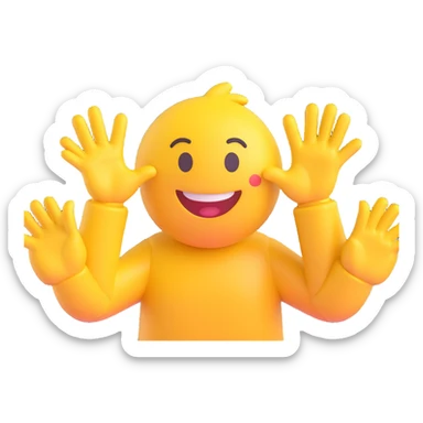 yellow emoji style ,  hands clapping, joyful celebration, focus on hands, motion blur, bright background sticker