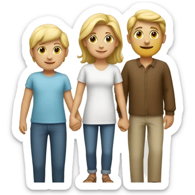White Family holding hands child in the middle sticker