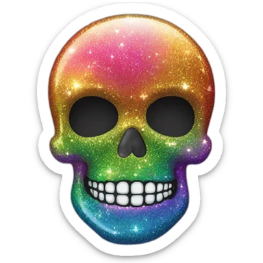 Rainbow glitter sparkle skull sticker