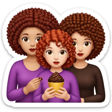 3 chicas.Una gordita rizada de color tigreñit claro oscuro, una coloradita faquita con el pelo pintado de color chocolate, una negrita de pelo afro, que todas sean bonitas plis. sticker