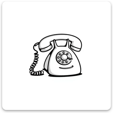 A simple hand-drawn corded telephone with handset and curly cord sticker
