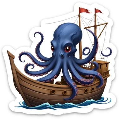 Kraken – Giant octopus with tentacles wrapping a ship sticker