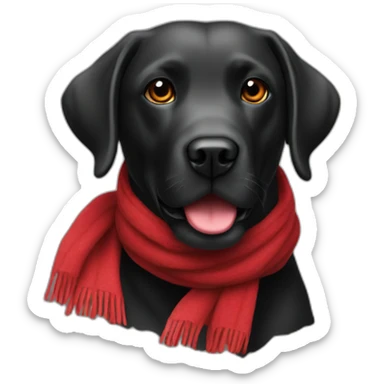 Labrador couleur noir avec une écharpe rouge sticker