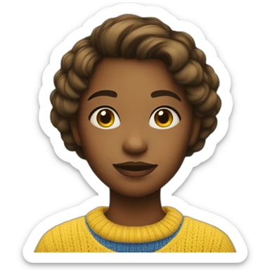 Girl in blue and yellow sweater sticker