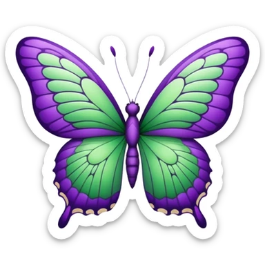Purple and green butterfly sticker