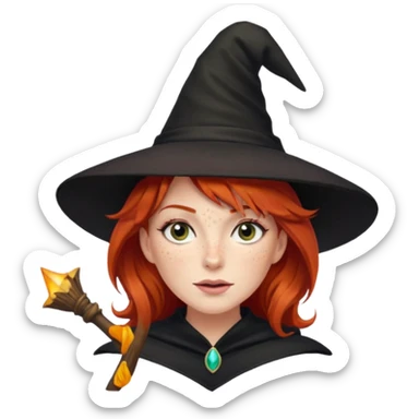 Red haired witch, sassy, rolling eyes upwards sticker