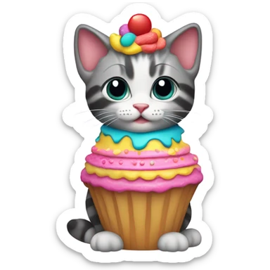 Kitten wearing a cake suit sticker