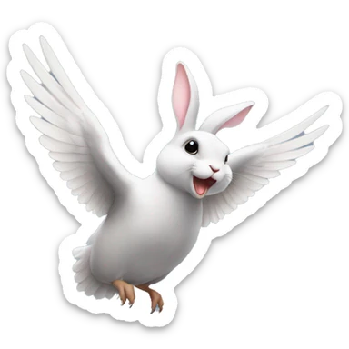 Rabbit flying on a pigeon sticker