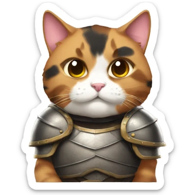 Fat calico cat with armor  sticker