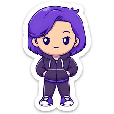 girl with purple hair wearing a cool outfit sticker