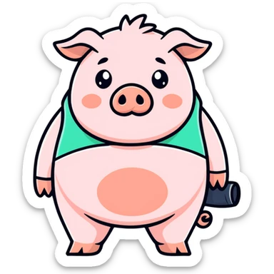 Pig wering a big pants sticker