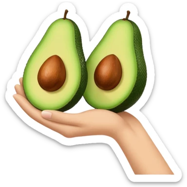 hands holding a so small avocado sticker