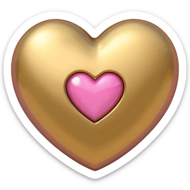 gold heart with one mini pink heart inside of it  sticker