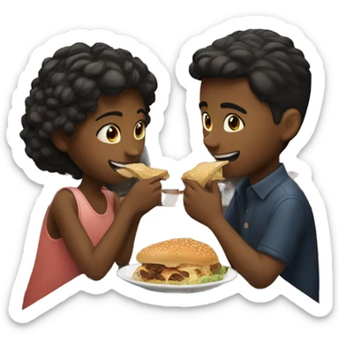 boy and girl eating in restaurant like dating sticker