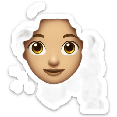 Cuerpo entero chica de 16 años con pelo rizado negro y con braquets con un polo azul y una falta corta azul marino sticker