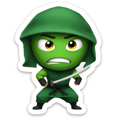 green angry ninja sticker