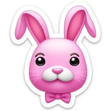 pink bunny with a moustache sticker