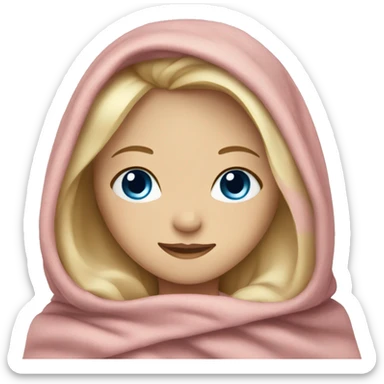 Girl in blanket with blonde hair and blue eyes sticker