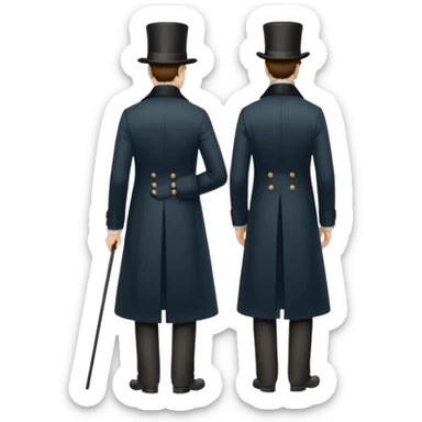 elegant 19th century man wearing a top hat, full body, standing, back view sticker
