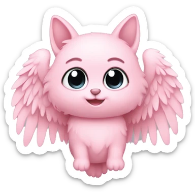 Furry Blush Pink heart with wings  sticker