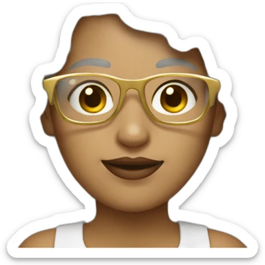 a female graphic designer with gold glasses and white short curly hair. sticker