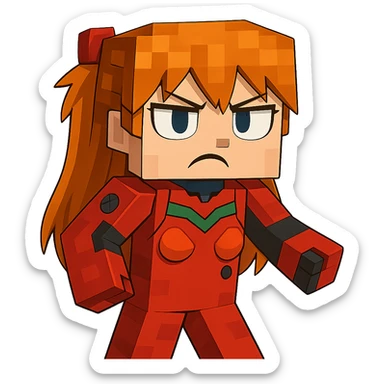 Change the expression of the character to angry/frowning, keeping the style and appearance the same, inspired by playful Minecraft-style expressions. Transparent background. sticker