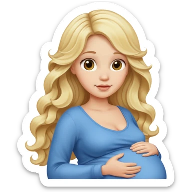 Blonde long wavy hair lady pregnant sticker