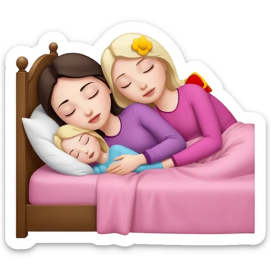 brunette-women-sleeping-in-bed-on-pink-blonde-woman sticker
