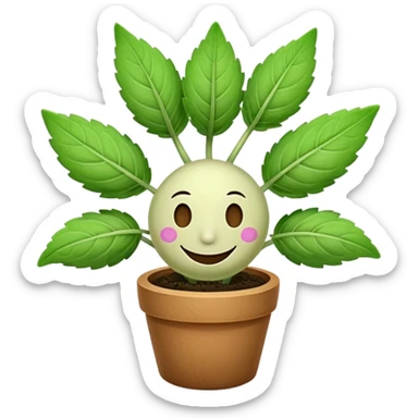 clary sage plant, cute emoticon, minimal details sticker