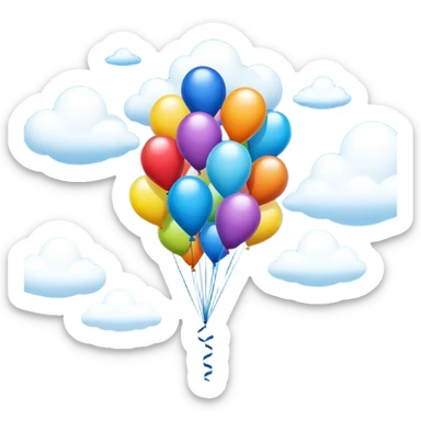 Colorful balloons floating upward in the blue sky sticker