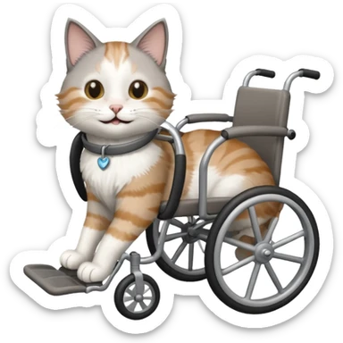 disabled cat in cat wheelchair sticker