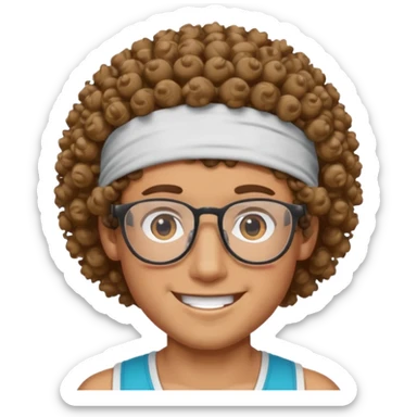 curly guy with headband and glassess athlete sticker