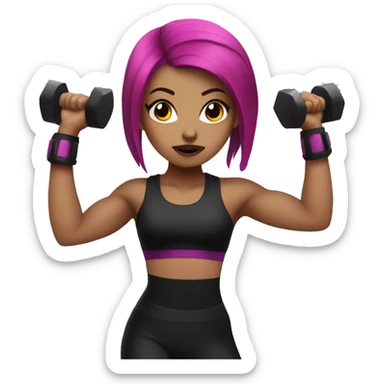 Goth girl with magenta hair working out sticker