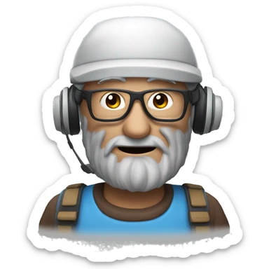 un senior avec un casque de réalité virtuelle  sticker