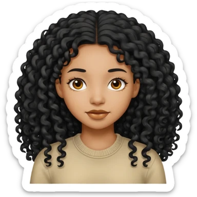 black girl with long curly black hair sticker