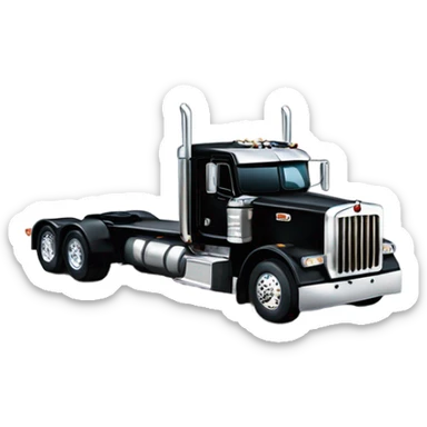 Peterbilt 389 black with flat top and dual rear tires and flat bumper sticker