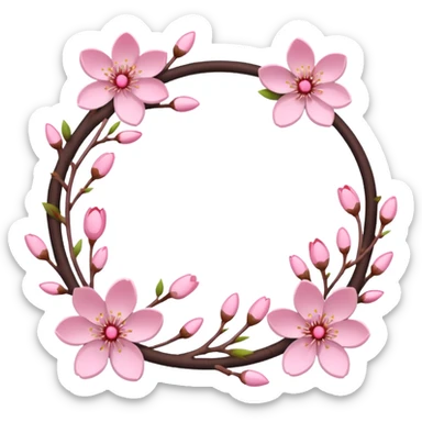 pink cherry blossom frame sticker