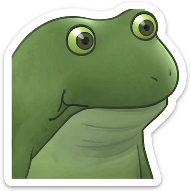 a happy frog sitting on a lily pad, bufo style sticker