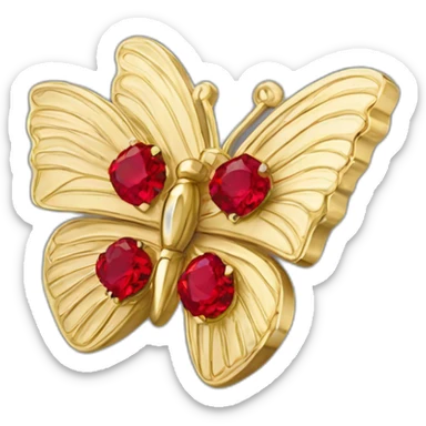 gold butterfly jewel with red heart shaped diamonds sticker