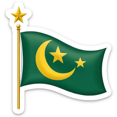 Flag of the actual Azad Kashmir with yellow stripes,green background and white moon and star sticker