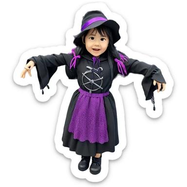 witchy girl in black hat sticker