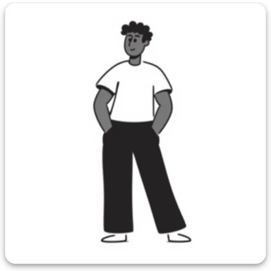 A tall, muscular black man with a confident stance sticker
