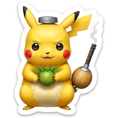 Pikachu with yerba mate gourd in hand and bombilla sticker
