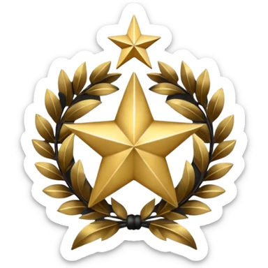 Gold double star with black laurel wreath sticker