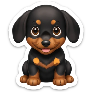 Black miniature Daschund puppy looking happy sticker